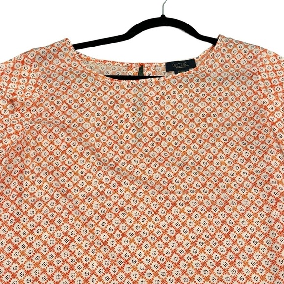 Pretty orange, white and brown patterned short sleeve top - Picture 3 of 5